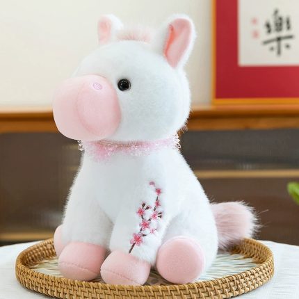 Sitting Colorful Peach Blossom Pony Plush Toy Promotion Gift Claw Machine Doll Kids Toy New Year Gift
