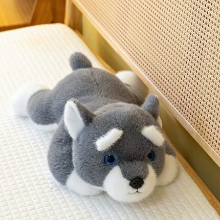 Cute Schnauzer Plush Toy Dog Doll Cartoon Lying Down Dog Stuffed Animal Companion Gift