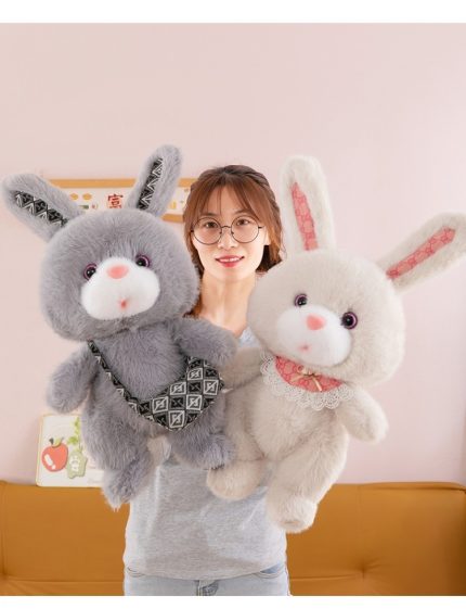 Cute Couple Rabbit Plush Toy Internet Famous Bib Rabbit Stuffed Animal Valentine's Day Gift Wedding Decoration Doll